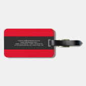 プレーン・クリーン・レッド・グレイストライプ ラゲッジタグ (裏面横)