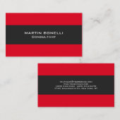 プレーン・クリーン・レッド・グレーストライプ・ビジネス・カード 名刺 (正面/裏面)