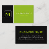 プレーン・グリーンとブラックエレガントプロフェッショナルモダン 名刺 (正面/裏面)