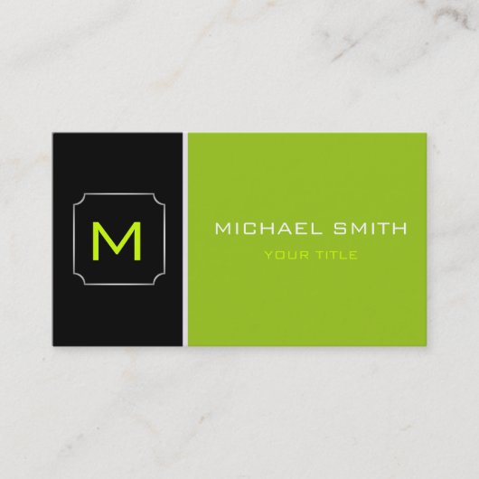 プレーン・グリーンとブラックエレガントプロフェッショナルモダン 名刺 (正面)