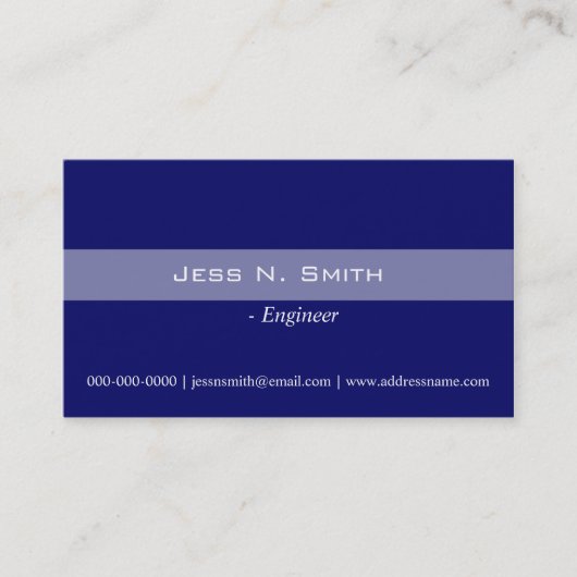 プレーン、シンプルエレガント、ブルーの名刺。 名刺 (正面)