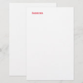 プレーン シンプル クリーン プロフェッショナル ネーム レッド ホワイト 便箋 (正面/裏面)