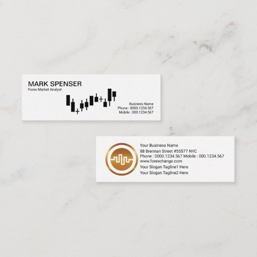 プレーン·シンプル·ホワイト·ストック·エクスチェンジ·グラフ スキニー名刺 (正面/裏面)