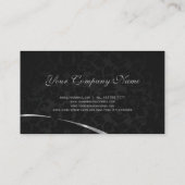 プレーン・ブラック・アンド・シルバー・ダマスク 名刺 (裏面)