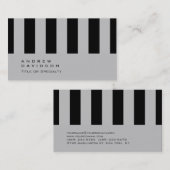 プレーン・ブラック・グレーストライプの・パターン・ビジネス・カード 名刺 (正面/裏面)