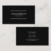 プレーン・ブラック&ホワイト・グレー・コンサルタント・ビジネス・カード 名刺 (正面/裏面)