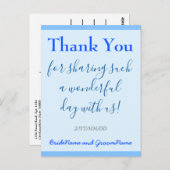 プレーン、ブルー「ありがとう」ポストカード ポストカード (正面/裏面)