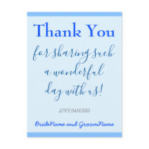 プレーン、ブルー「ありがとう」ポストカード