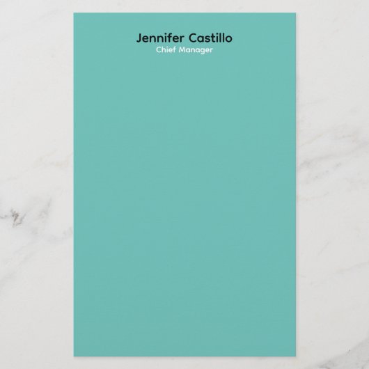 プレーン ブルー ブラック ホワイト ミニマル モダン 便箋 (正面)