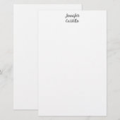 プレーン ミニマリスト クラシカル カリグラフィー ネーム 便箋 (正面/裏面)