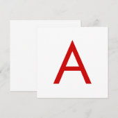 プレーン モダン ホワイト レッド モノグラムイニシャルレター 招待状 (正面/裏面)