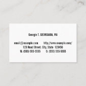 プレーン・ロー・プロフェッショナル・ビジネス・カード 名刺 (裏面)