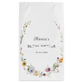 プレーン ワイルドフラワー ラウンド フォリアージ フレーム ブライダルシャワー スモールペーパーバッグ (裏面)