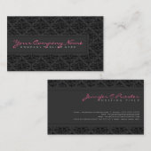 プレーンSlickブラックモノクロヴィンテージダマスク 名刺 (正面/裏面)