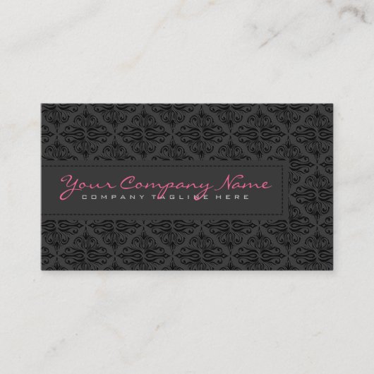 プレーンSlickブラックモノクロヴィンテージダマスク 名刺 (正面)