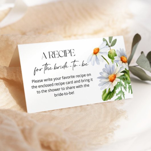 プレ花嫁のためのミニマリストデイジーレシピ エンクロージャーカード