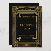 プレ·プロム·ジュニ素晴らしア,,金ゴールド,ブラック セーブザデート (正面/裏面)