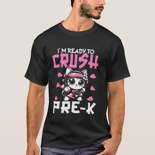 プレKの準備はできてる?学校が始まるねこキモノ ガールズ Tシャツ (正面)