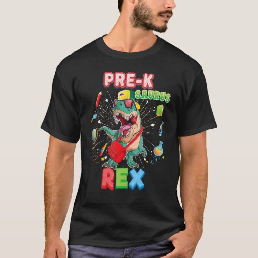 プレKサウルス恐竜レックス新学期Kidはこちら Tシャツ (正面)