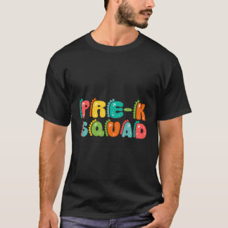 プレKスカッドレトロ恐竜アルファベット新学期 Tシャツ