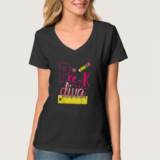 プレKディバルーラーペンシル新学期引用文テアック Tシャツ (正面)