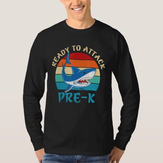 プレKプレKシャークおもしろいを攻撃する準備 Tシャツ (正面)