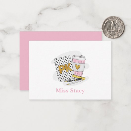 プレK先生カスタムホワイトノートブックコーヒー ノートカード (正面/裏面インサイチュ)