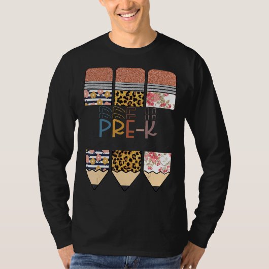 プレK先生ヒョウ鉛筆新学期 Tシャツ (正面)