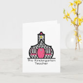 プレK先生千鳥格子の校舎 カード (黄色い花)