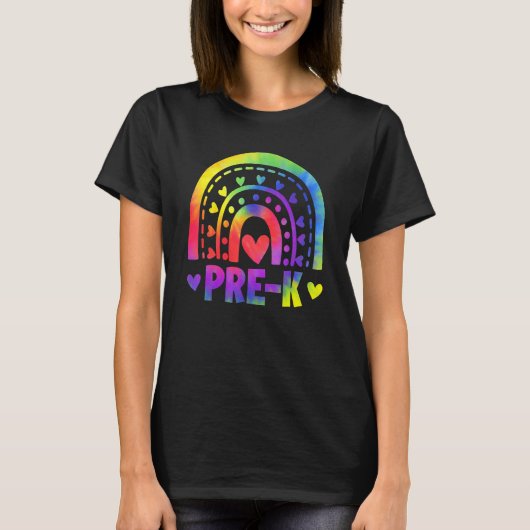 プレK先生学生絞り染めレインボーバックトゥシュ Tシャツ (正面)