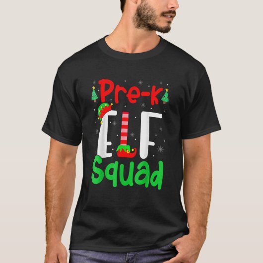 プレK小妖精や小人分隊クリスマス小妖精や小人キッズ先生グループ Tシャツ (正面)