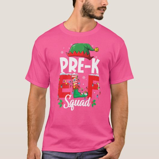 プレK小妖精や小人分隊先生クリスマスマッチンググループP Tシャツ (正面)