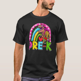 プレK恐竜レインボーガールズキッズ新学期 Tシャツ