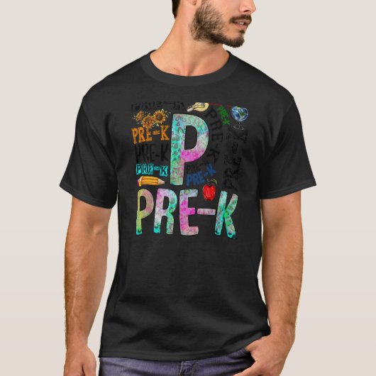 プレk新学期ペンシルレオパードプレk先生 tシャツ (正面)