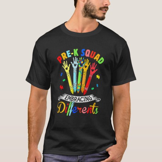 プレK チーム 差異を受け入れる 自閉症 特別支援教育 教師 Tシャツ (正面)