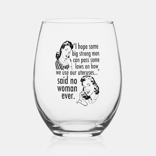 プロおもしろいチョイスレトロフェミニスト政治漫画 ステムなしワイングラス (正面)