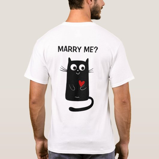 . .プロおもしろいポーズの猫名と結婚してくれる? Tシャツ (裏面)