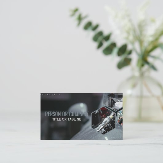 プロのオートディテイリングロゴ モバイルカーワッシュ 名刺 (スタンド正面)