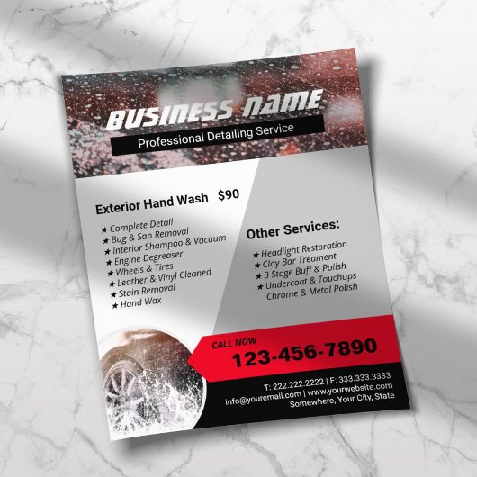 プロのカーディテーリングと洗車の清掃 チラシ