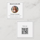 プロのテニスコーチの写真&QRコード モダン スクエア名刺 (正面/裏面)