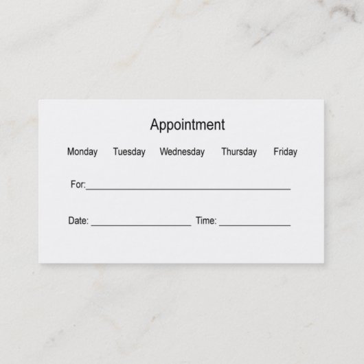 プロのデザインをした歯医者アポイントメント 名刺 (裏面)