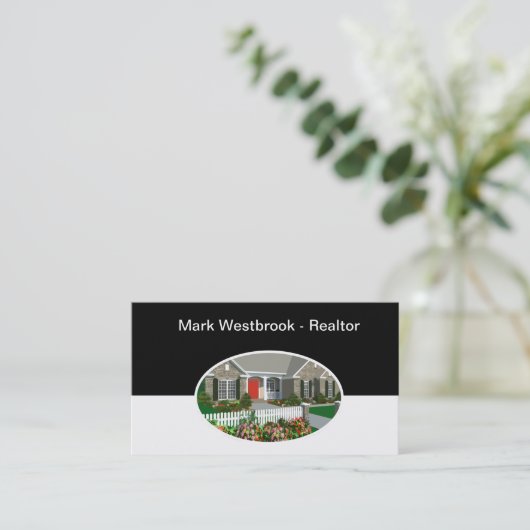 プロのデザインを実在した不動産業者 名刺 (スタンド正面)