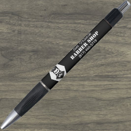 プロのバーバーショップ 黒&白 ボールペン