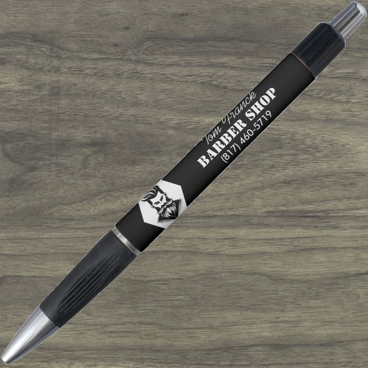 プロのバーバーショップ 黒&白 ボールペン