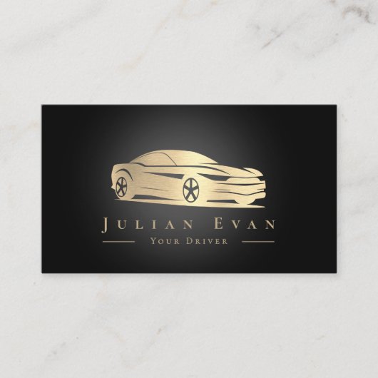 プロのブラック&ゴールドUberドライバー カーサービス 名刺 (正面)