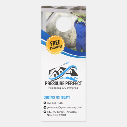 プロのプレッシャー洗浄 & パワー洗浄 ドアノブサイン (正面)