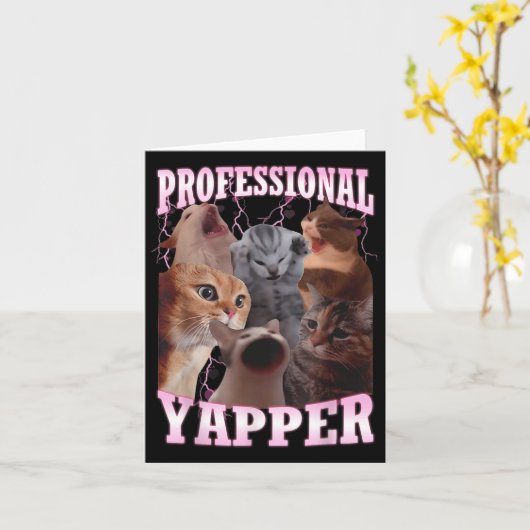 プロのヨッパー猫ミーム 面白い 不思議な具体性 カード (黄色い花)