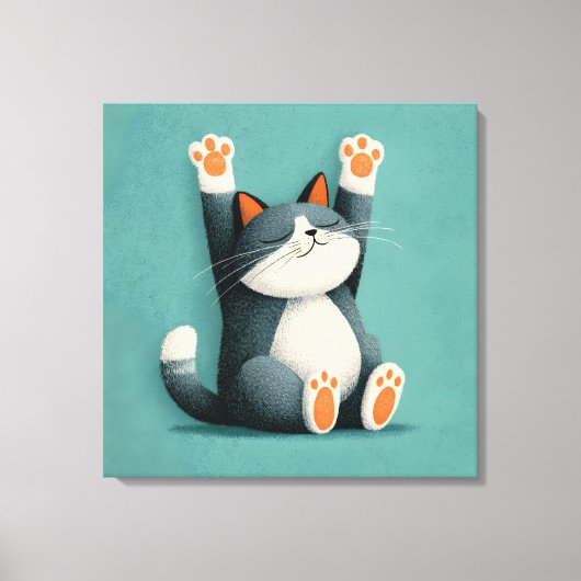 プロの仮眠名人 面白い寝猫 キャンバスプリント (正面)