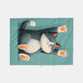 プロの仮眠名人 面白い寝猫 フリースブランケット (正面(横))