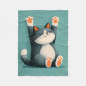 プロの仮眠名人 面白い寝猫 フリースブランケット (正面)